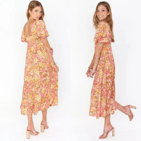 Show Me Your Mumu Floral Linds Midi Dress In Pretty Poppy - Picture 2 of 14